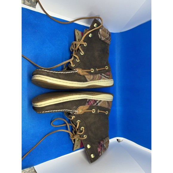 SPERRY-TOP SIDER Women's Hikerfish Boots Brown/Wool Pink Plaid Sz 7.5 M - Picture 7 of 9